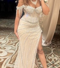 Ivory Silver Beaded Mesh