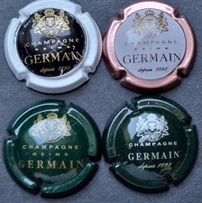 Lot lettre G2 - GERMAIN armoiries / 4 CAPSULE PLAQUE DE MUSELET CHAMPAGNE