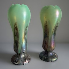 WHILEM KRALIK LOETZ PAIRE DE VASE ART NOUVEAU IRISÉ