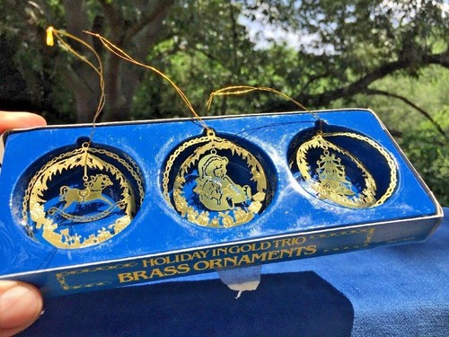 Vintage brass ornament set - vintage,