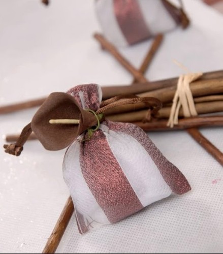 Pochettes rayures chocolat - 5,