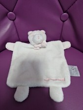 doudou ours plat blanc noeud