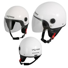 Casque Moto Scooter Vintage Jet Visiere Longue Approuvé ECE 22 Blanc