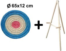 Cible de tir à l'arc de paille Ø 65 x 12 cm peint + Stand