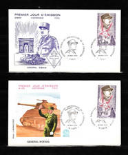 Anniversaire de la Libération Général KOENIG 1974 lot de 2 Enveloppes 1er Jour