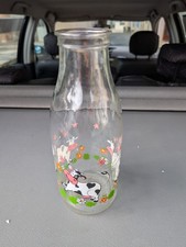 bouteille à lait Verre 1l vaches cartoon h24cm déco cuisine vintage