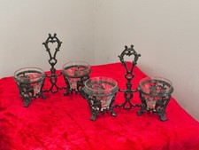 TRES JOLIE PAIRE DE SALIERES EN BACCARAT MONTURE METAL ARGENTE