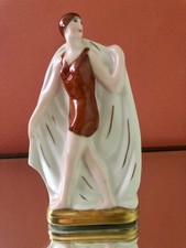 ORIGINAL Ancienne BAIGNEUSE-FIGURINE ART DÉCO signée Rauche- Faïence de LIMOGES 