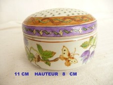 bouquetière pot pourri couvert pique fleurs en porcelaine JAPON décor papillon