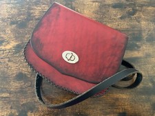 Sac en cuir médiéval rouge / GN Larp / bandouilère