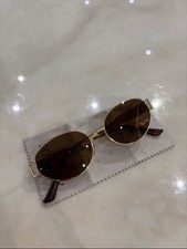 Lunette de Soleil Mixte Homme Femme, Ovales, Élégante, Dorées, UV 400