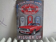 TOLE METAL VOITURE POMPE A ESSENCE 20 X 30 CMS NON PLAQUE EMAILLEE ANCIENNE