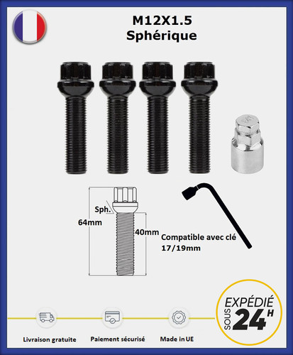 Vis antivol roues - vis, de