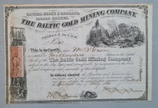 - Rare Share "The Baltic Gold Mining Company" 1864 / Ancienne Action Mine d'Or -