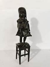 ANCIENNE SCULPTURE STATUE EN BRONZE - JEUNE FILLE AU TABOURET - JUAN CLARA ?