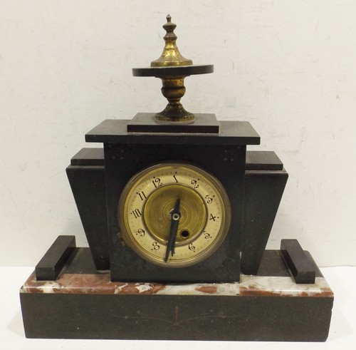 Ancienne marbre noir horloge - marbre,