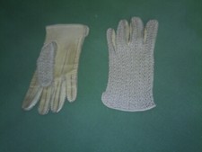 Gants de conduite cuir/crochet beige Vintage taille M