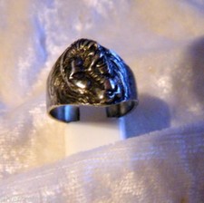 BAGUE ARGENTE CHEVALIERE LION