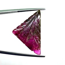 16.20 Cts Naturel Rose Tourmaline Feuille Sculpture Pendentif Taille Gemme pour