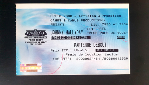 Billet ticket concert johnny - billet,