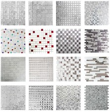 Carrelage Mosaïque Splash Crédence de Cuisine Miroir Argent Aluminium Faïence