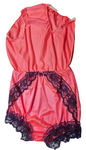 Coral nylon tricot lacy - nylon,
