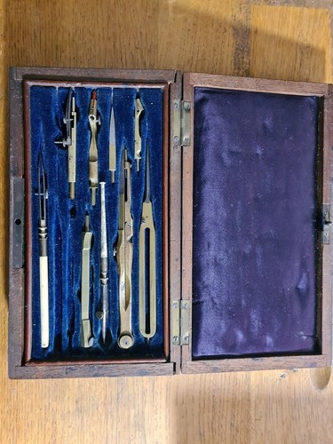Coffret bois compas - coffret, ancien