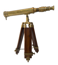 Téléscope de marine vintage en bois et laiton jumelles nautique trépied réglable