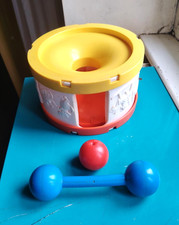 Vintage Jouet Bébé Baby Drum Set Tambour 1980 Playskool Baguette + Boule
