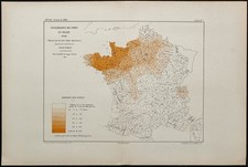 1887 - Consommation des cidres en France en 1885 - Carte ancienne choroplèthe