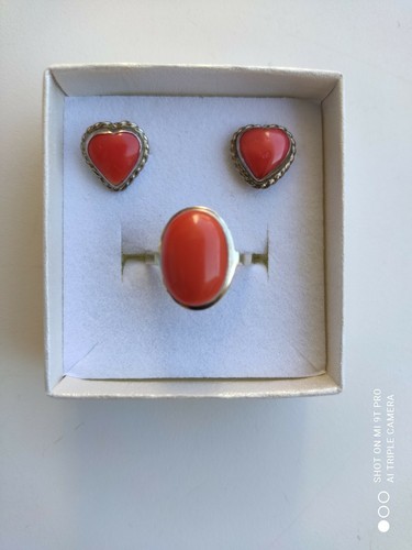 Corail parure argent toscane - corail,