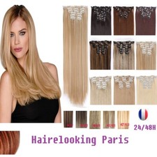 KIT EXTENSIONS A CLIPS CHEVEUX 100% NATURELS  REMY 42-49-53-60CM TÊTE COMPLETE