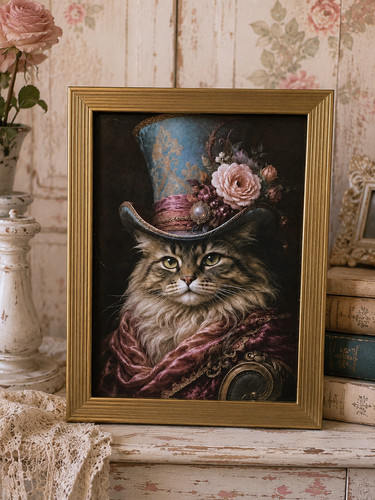 Cadre chat victorien 15x20 - 15x20, cm