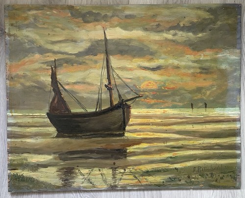 Tableau ancien huile panneau - tableau,