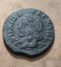 monnaie royale. Louis XIII , très beau double tournois 1643 E ( Tours )