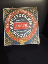 HUNTLEY AND PALMERS biscuits demi.lune Boite Ancienne Publicitaire Tôle 1900 