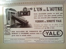 PUBLICITE ANCIENNE - PUB ADVERT 1920 illustration - VERROU DE SURETE YALE