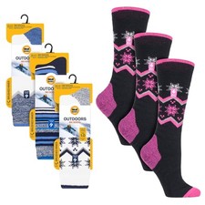 Heat Holders - 3 Paires Chaussettes Ski Femme Thermiques Hiver Hautes Rayées