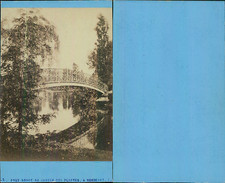 France, Bordeaux, pont rouge  au jardin des plantes  Vintage CDV albumen carte d