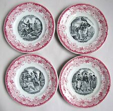 3 Assiettes Scènes Villageoises Comiques en Faïence de Lunéville 1920