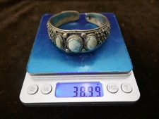 bracelet indochine en argent aux picots,époque coloniale,D int 6x5,5cm,P 39g