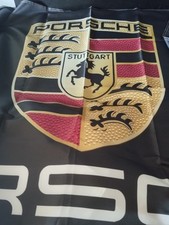 Banderole Logo Porsche Décoration Dimensions 1m50x90cm Tissu Polyester Neuve