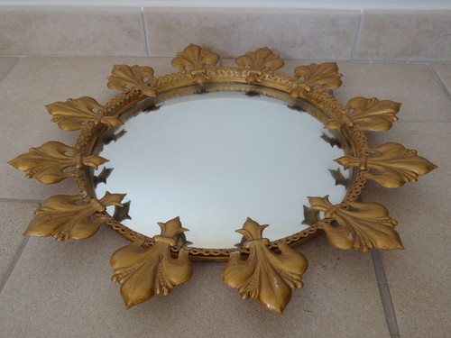 Ancien miroir bombé - miroir,