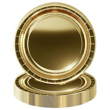 16 Pièces Assiettes en Papier de Fête OrAssiettes Carton Anniversaire23cm Ron...