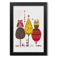 Tulup Photo 20x30cm Décor MDF Le salon Cadre Hiboux sur les arbres