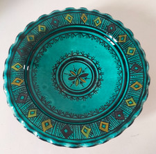 Assiette artisanale marocaine en faïence turquoise – Safi
