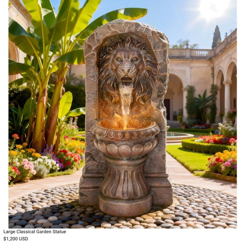 Lighted resin water fountain - resin,