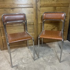 Chaise en chrome et skaï, Fauve, Design Bauhaus, 1970 Possibilités De Livraison