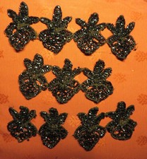 PASSEMENTERIE FRAISES brodées PERLES de JAIS  XIXème RESTAURATION DECORATION