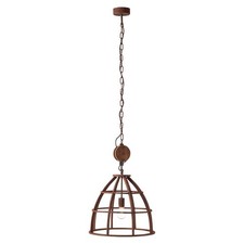 Suspension Matrix Rouille Bois Antique Château Rond Ø47cm Max 60W E27 Lampe